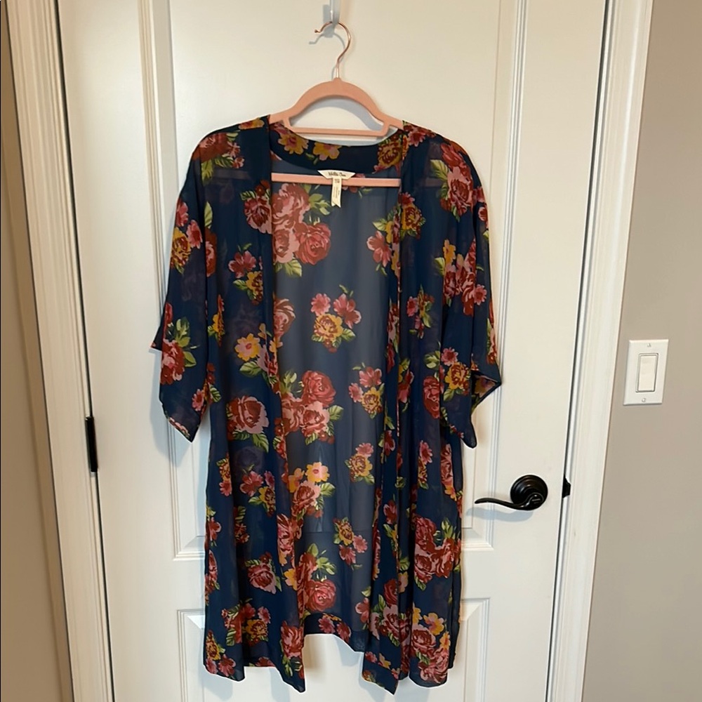 Floral Sheer Kimono by Matilda Jane - Navy